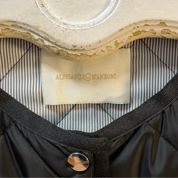 ALESSANDRO MANZONI Quilted Black Jacket – Size 42 - Picture 2 of 11